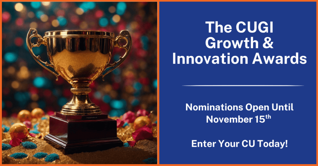 Trophy awarded at CU Growth & Innovation Summit for excellence in credit union innovation