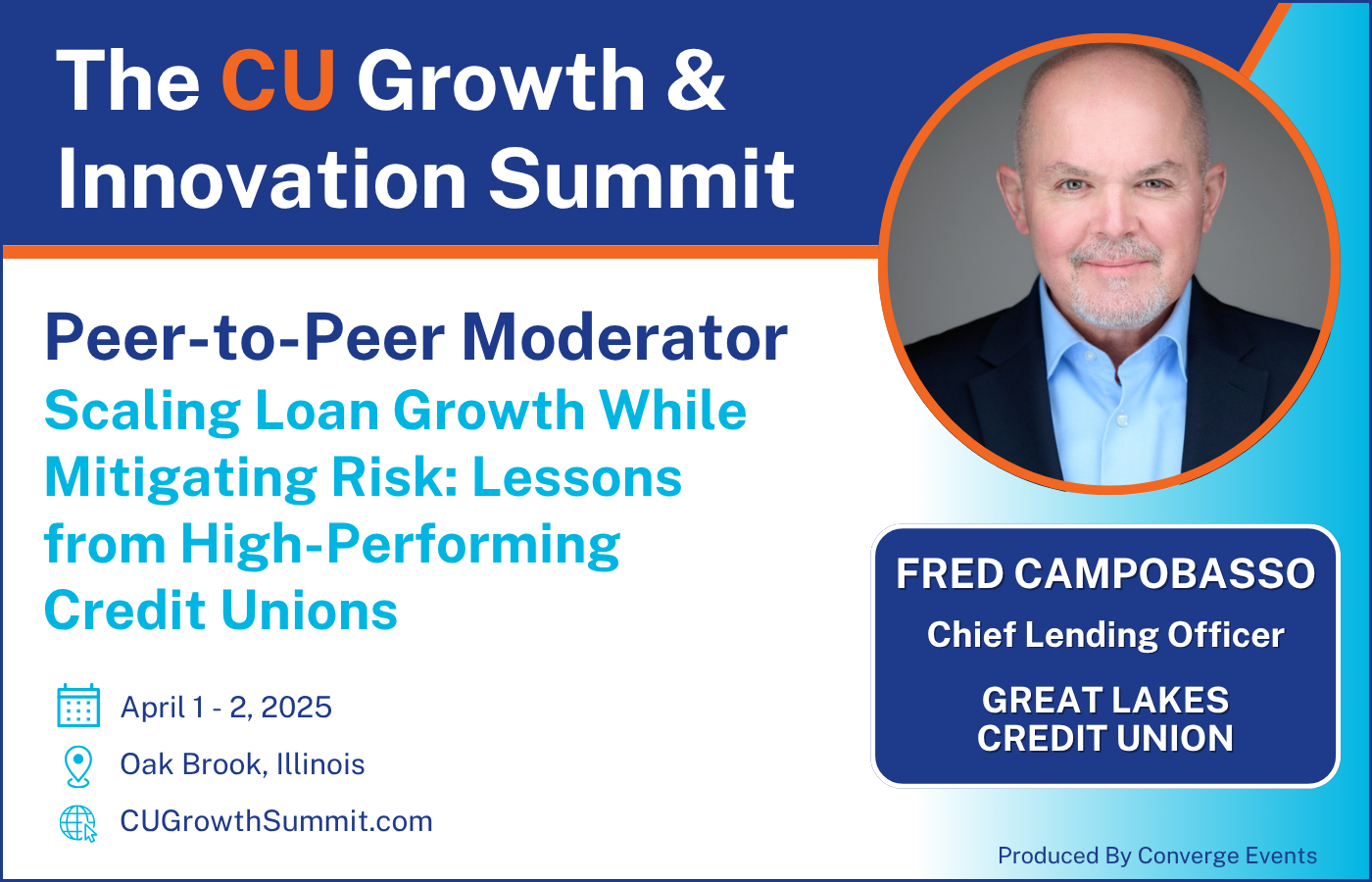 Fred Campobasso, Chief Lending Officer at Great Lakes Credit Union, moderates a CU Growth & Innovation Summit session on loan growth and risk mitigation.