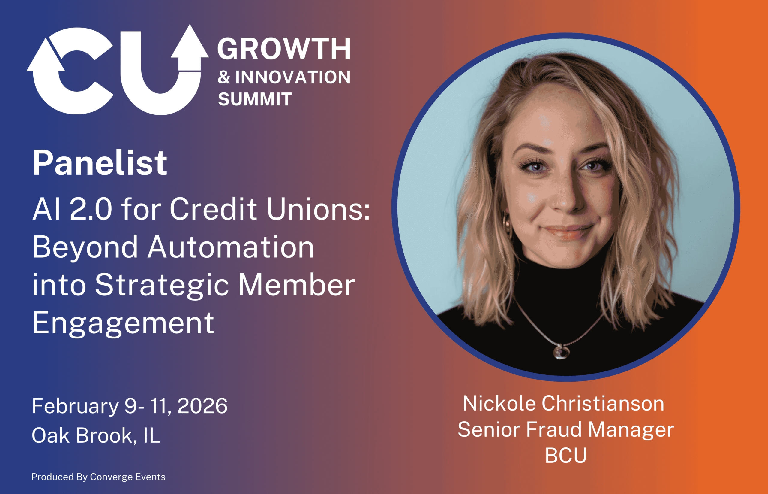 Nickole Christianson as a confirmed panelist for the 2026 CU Growth & Innovation Summit