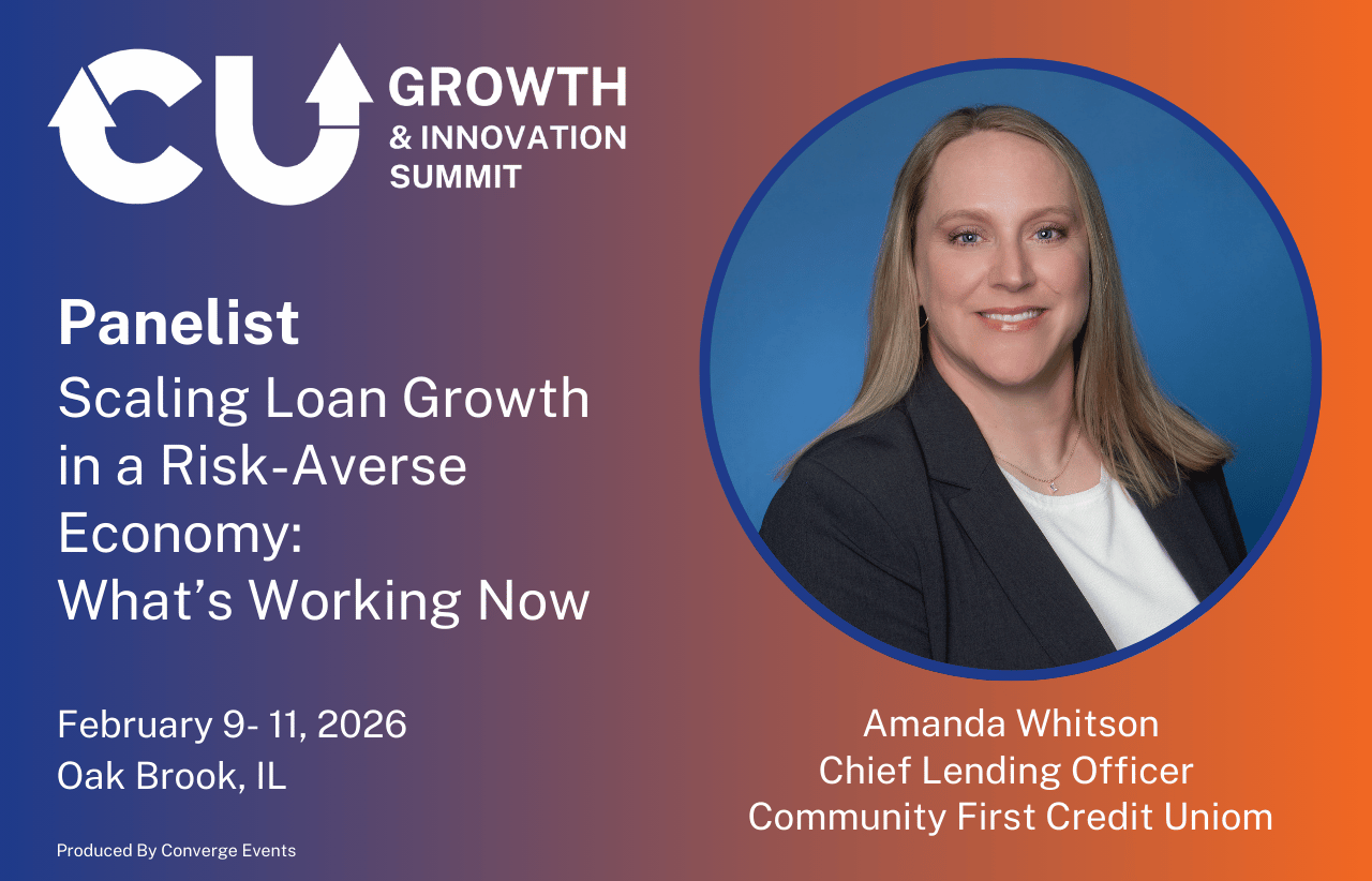 Speaker announcement for Amanda Whitson, Chief Lending Officer at Community First Credit Union, panelist at the 2026 CU Growth & Innovation Summit