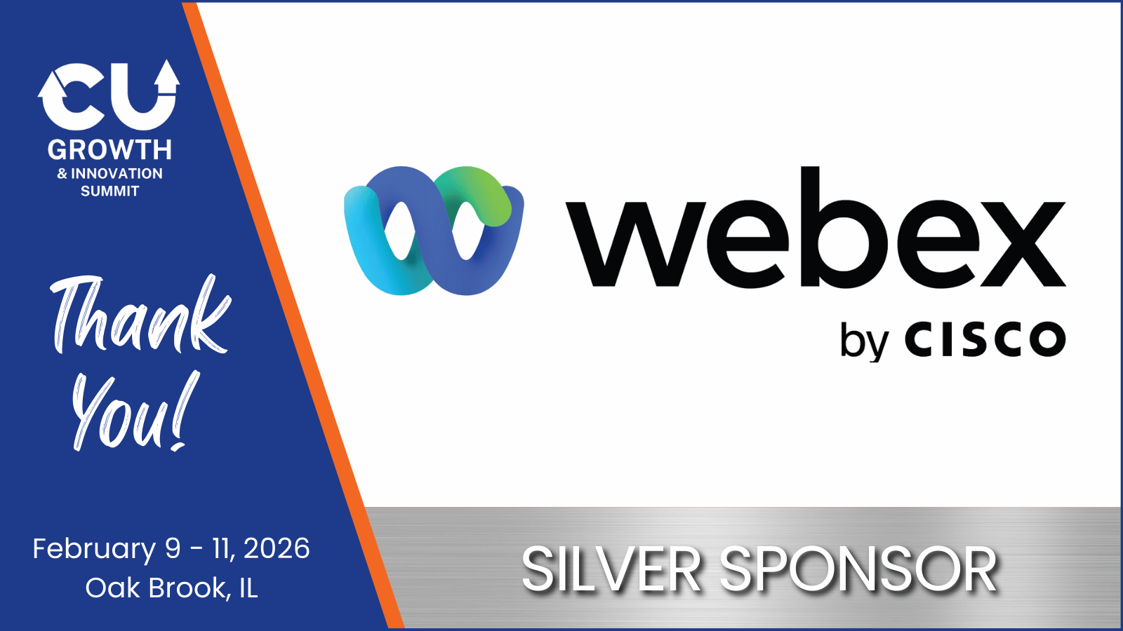 Announcement of Webex joining as a Silver Sponsor at the 2026 CU Growth & Innovation Summit in Oak Brook, Illinois