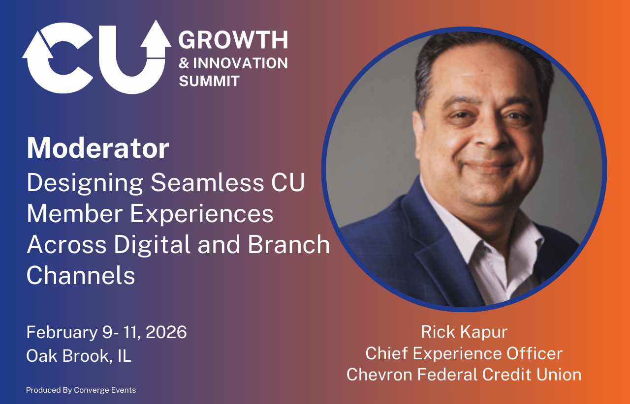 Rick Kapur, Chief Experience Officer at Chevron Federal Credit Union, announced as a moderator for a CUGI 2026 session on omnichannel member experience
